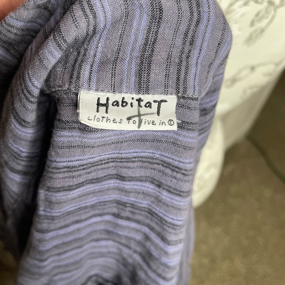 HABITAT Clothes To Live In Top Sz Large Blue 100% Linen Button Blue Lagenlook - Picture 5 of 5